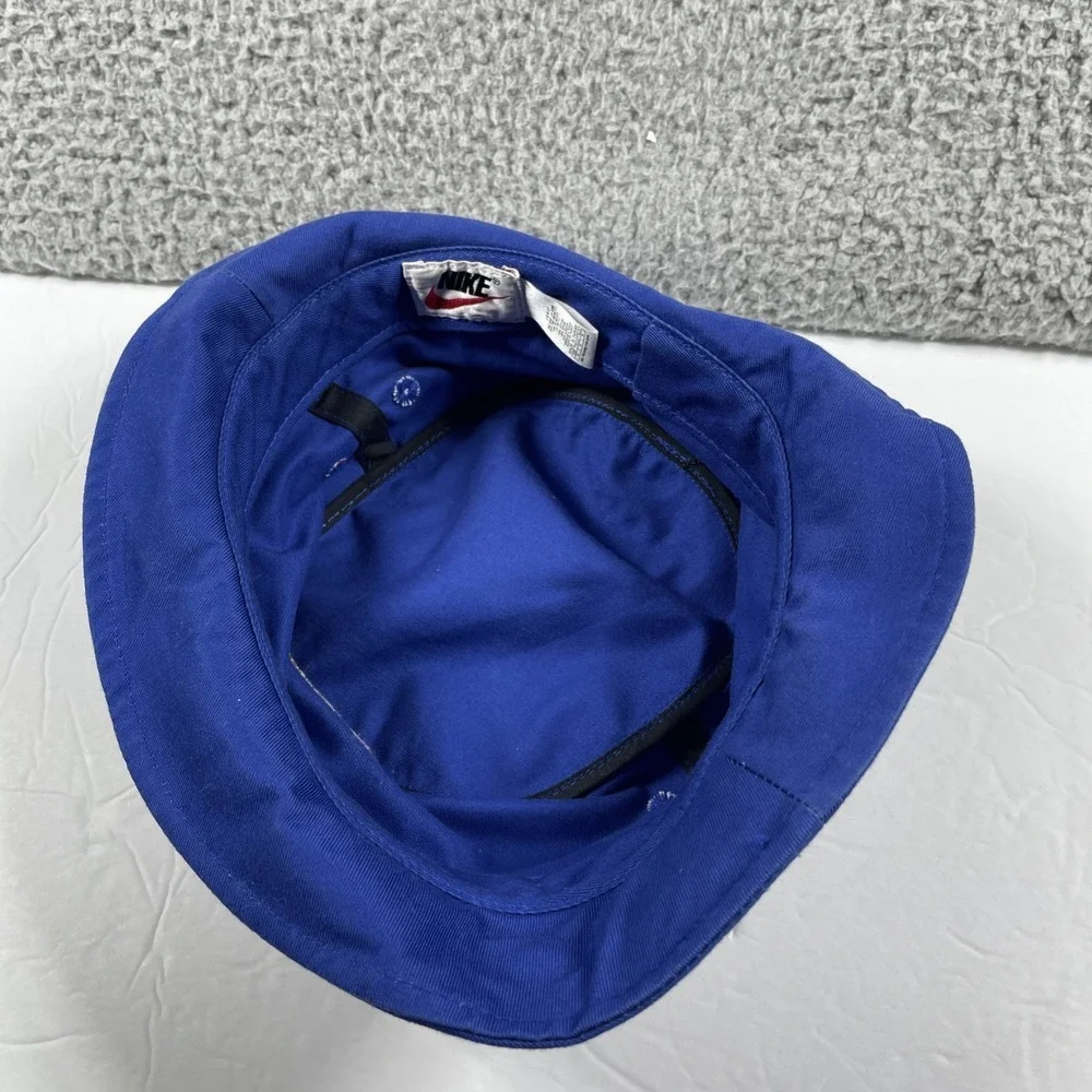 Vintage Nike Bucket Hat Womens Blue Brown Logo Cotton Outdoor Hiking 90s Y2K